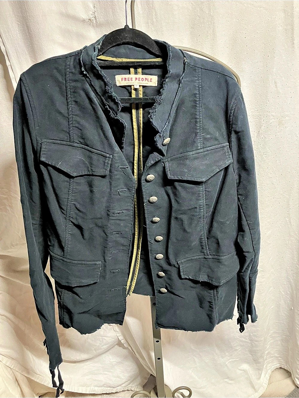 Free People Black Utility Jacket Size XL